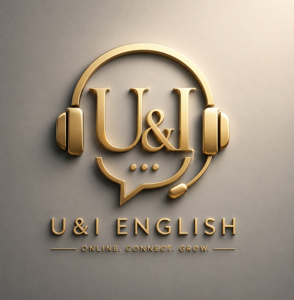 U&I ENGLISH 로고 - 헤드셋과 말풍선